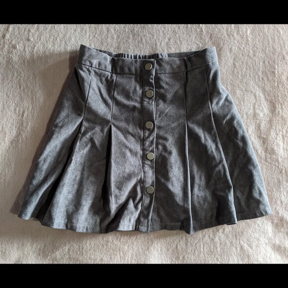 High-Waisted Pleated Button-Up Skirt - Picture 1 of 8
